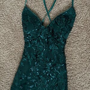 Lulu's Teal Backless Sequin Dress
